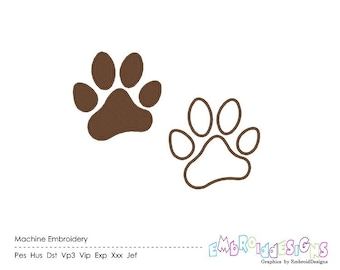 Paw Print Machine Embroidery Design: Applique & Filled Stitch (Digital Download)