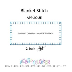 Juego de marcos de puntada de manta de 2 pulgadas con diseño de apliques de máquina rectangulares