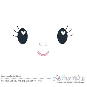 Vintage-inspired Doll Face Machine Embroidery Design