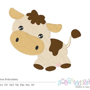 Cow Embroidery Design, Cute Animal Machine Embroidery Design, Farm Animal