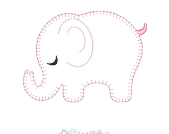 Elephant Applique Blanket Stitch Machine Embroidery Animal Design
