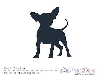 Chihuahua Silhouette Machine Embroidery Design Dog Embroidery Designs Dogs Digital Download