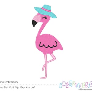 Casual Flamingo Embroidery Design Cute Bird Flamingo Pattern