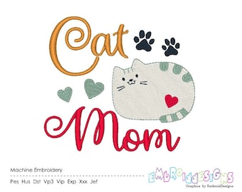 Cat Mom Machine Embroidery Design Saying Embroidery Quote Designs Instant Download