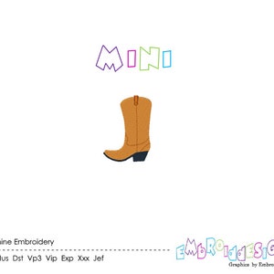 Mini Boot Machine Embroidery Design Cowboy Design Instant Download