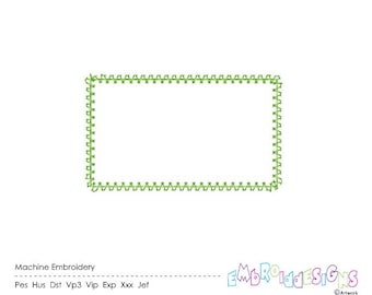 Rectangle Frame Embroidery Design: Zigzag Stitch Applique (Instant Download)