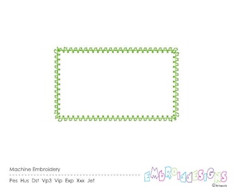 Rectangle Frame Embroidery Design Zigzag Stitch Rectangle Applique Shape Embroidery Designs Frame 6 sizes Instant Download