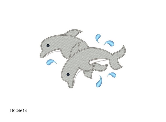 【WAIKEI】Dolphin Embroidery Short Padding 4色 Dolphins Machine Embroidery Design Dolphin Embroidery