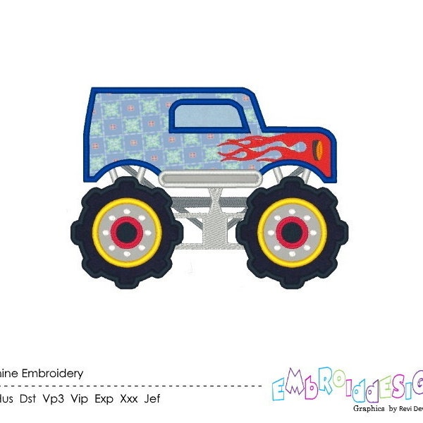 Mud Truck Machine Embroidery Design Monster Truck Applique Designs Embroidery Designs Trucks Appliques 4X4 5X7 6X10 Instant Download