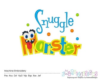 Snuggle Monster Machine Embroidery Design Monster Embroidery Designs Sayings Embroidery Children Design Filled Stitch Instant Download