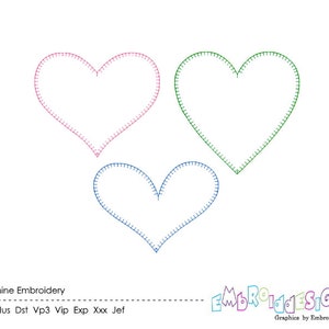 Heart Embroidery Design Applique Hearts Blanket Stitch Heart Applique Shape Set of 3 Embroidery Designs Frame