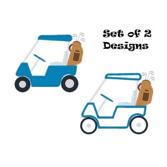 Golf Cart Embroidery Designs Applique Filled Stitch Instant Etsy