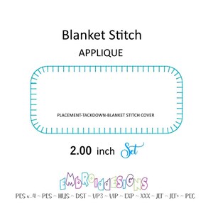 Rectangle Applique Embroidery Design - 2 inch Set - Blanket Stitch