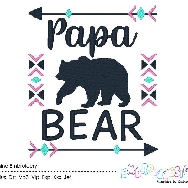 Papa Bear Machine Embroidery Design Country Bear Embroidery Design Instant Download