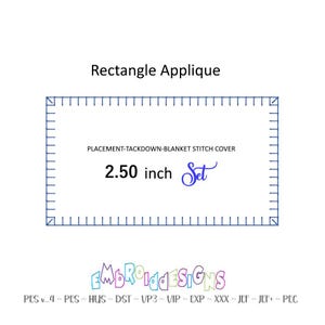 Blanket Stitch Embroidery Patterns - 2.5 Inch Rectangle Frame Applique Set