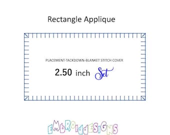 Blanket Stitch Embroidery Patterns - 2.5 Inch Rectangle Frame Applique Set