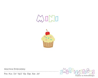 Mini Cupcake Embroidery Design with sprinkles Machine Embroidery Cake
