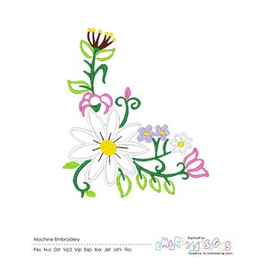 Elegant Floral Corner Frame Machine Embroidery Design