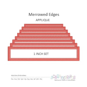 May include: A set of 1 inch applique embroidery designs with a merrowed edge. The designs are in a coral colour and are arranged in a pyramid shape. The text "1 INCH SET" is visible in the centre of the image.