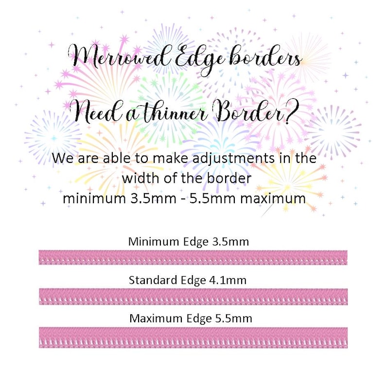 Merrowed edge border width adjustment informational image