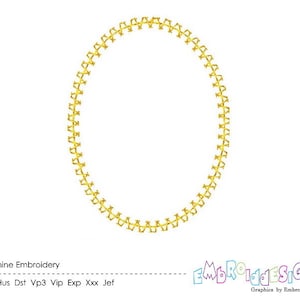 Oval Applique Embroidery Design: Zigzag Border Frame (7 Sizes) (Instant Download)