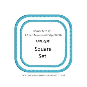 Square Applique Machine Embroidery Design - Round Corners - Merrowed Edges image 2