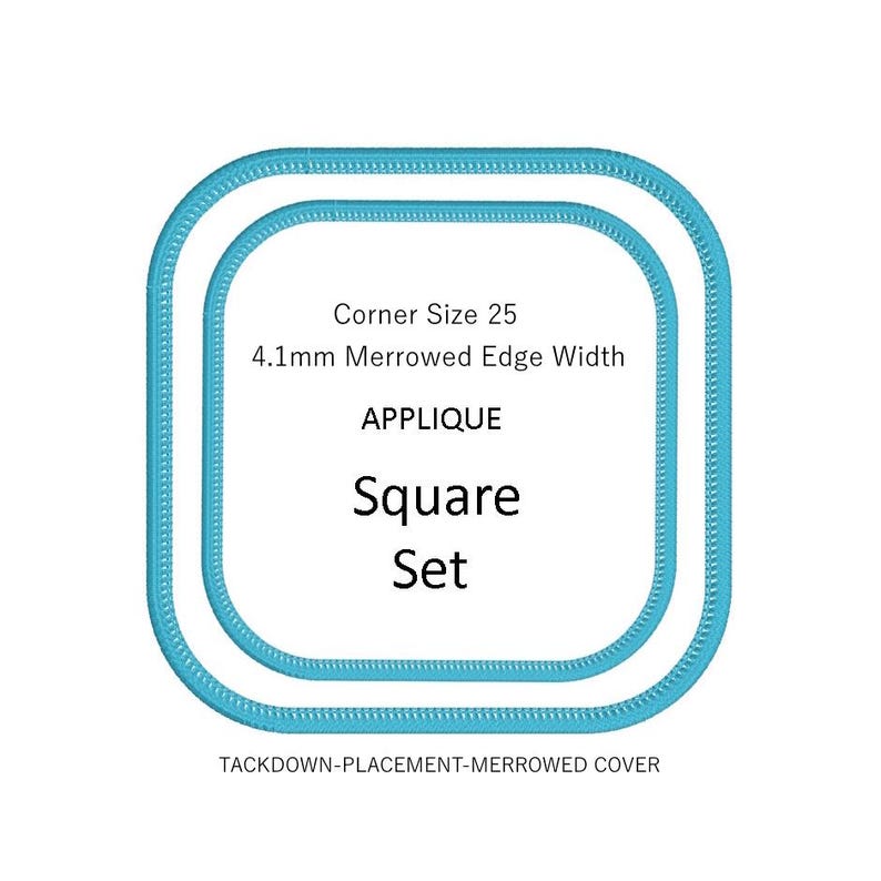 Square Applique Machine Embroidery Design - Round Corners - Merrowed Edges image 2
