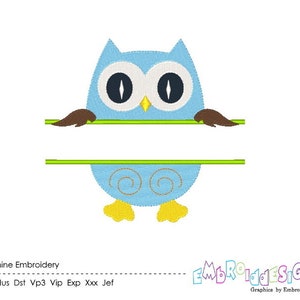 Owl Split Embroidery Design Machine Embroidery to Customize Bird Design Instant Download