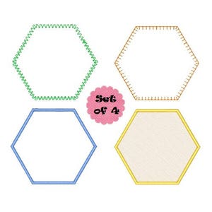 Hexagon Embroidery Designs Hexagon Applique Embroidery Border Frame Embroidery Design Zigzag Stitch Filled Stitch