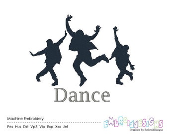 Dancing Silhouette Embroidery Design Hip Hop Dance Machine Embroidery Designs 4X4 5X7 6X10 8X8 Instant Download Dancers