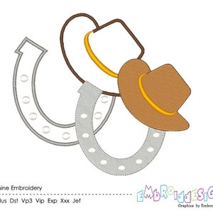 Horseshoe Embroidery Applique Design Cowboy Machine Embroidery Applique Filled Instant Download
