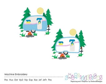 Borduurontwerpen met appliqués voor campers