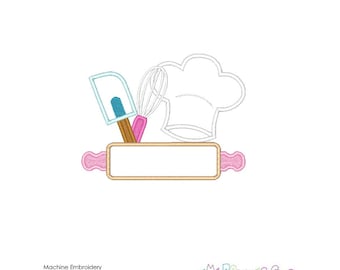 Kitchen Chef Machine Embroidery Applique Word Art Template | Kitchen Embroidery Designs