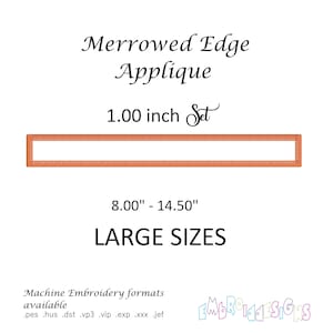 Könnte beinhalten: Ein rechteckiges Applikationsdesign mit einer Zickzackkante in Hellorange. Das Design ist 2,54 cm groß, mit großen Größen von 20,32 cm bis 36,83 cm erhältlich. Der Text "LARGE SIZES" steht darunter.