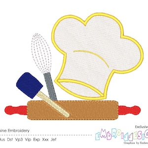 Chefs Kitchen Embroidery  Design | Chef Hat | Utensils