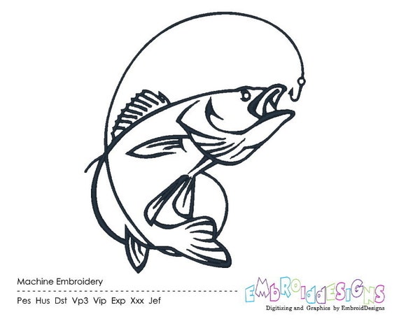 Fish Embroidery Designs 6 Size  Design Instant Download 8 Formats machine embroidery pattern