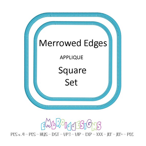 Square Applique Machine Embroidery Design - Round Corners - Merrowed Edges