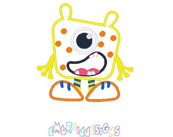 Diseño de bordado a máquina con apliques de monstruo / Descarga instantánea