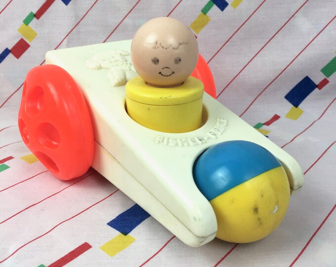 Vintage 1975 Fisher Price Pull Push Along Click N Clatter Race Etsy