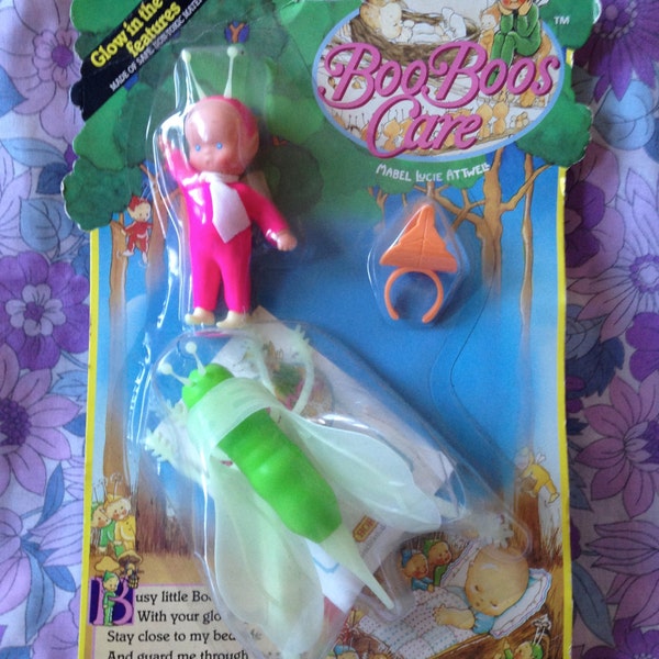 Vintage Hornby 1985 Boo Boos Care Watchful Grasshopper pixie flower fairies doll Mabel Lucie Attwell glow n the dark rare MOC Mint Condition