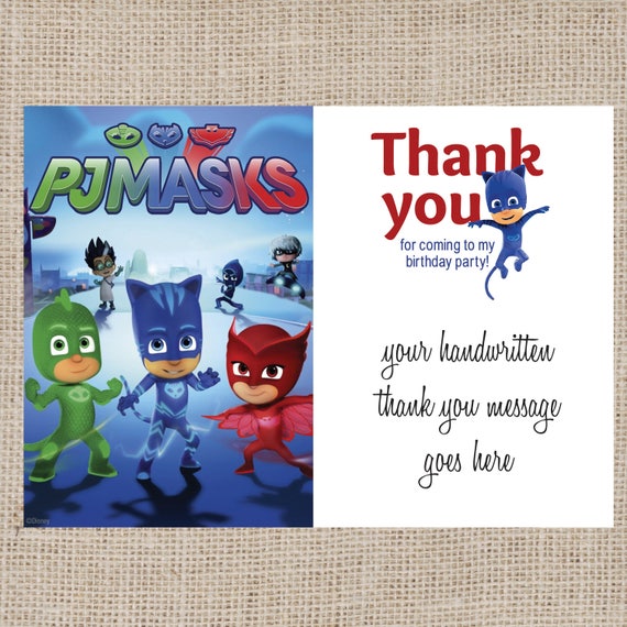 PJ Masks thank you cards printable 4x6 and 5x7 thank you card | Etsy