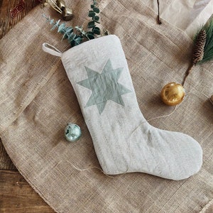 Quilted linen Christmas Stockings hand quilted stockings linen Christmas stocking farmhouse Christmas stocking