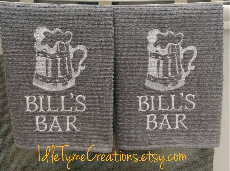 Personalized Bar Towels Hand Towel Embroidered Towels Bar Etsy