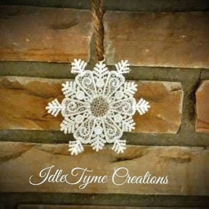 Snowflake Ornaments, Christmas Ornaments, Lace Holiday Décor, Package Decoration, Christmas Gifts, Card Insert, FSL Embroidered Ornament,