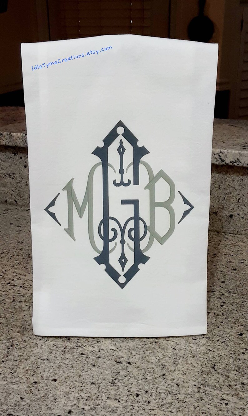 Farmhouse Kitchen Towel Cotton 2nd Anniversary Gift. Monogramed Flour Sack Towel Bar Towel Personalized Tea Towel Bridal Shower Gift