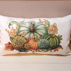 Fall Pumpkin Pillow, Lumbar Pillow Cover, Autumn Pumpkin Patch Accent Pillow, Throw Pillow, Porch Pillow, Custom Pillow Cover, Shelf Pillow.