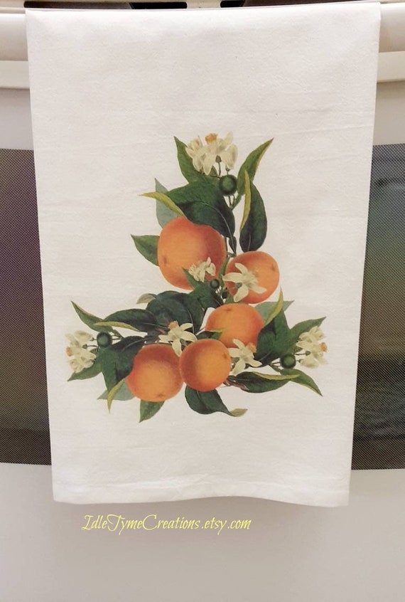 Oranges Tea Towel - Unbleached Cotton - Made in USA