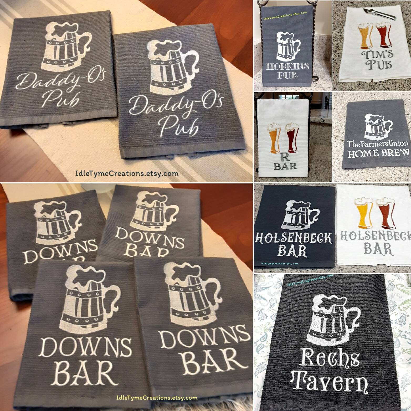 Personalized Bar Towels Hand Towel Embroidered Towels Bar Etsy