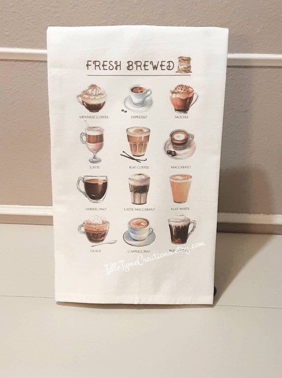 Fresh Brewed Coffee Tea Towel, Flour Sack Towel, Kitchen Towel, Coffee Bar  Towel, Farmhouse Towel, Everyday Linens, Coffee Lover Gift 