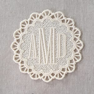 Lace Coasters, Monogrammed 13th Anniversary Gift, Personalized Wedding Gifts, Bride & Groom Table Decor